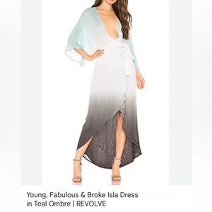 Young Fabulous & Broke Isla Dress. Rare design in Teal Ombré